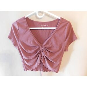 Aeropostale Flyaway Cinch Front Crop Top Pink Large